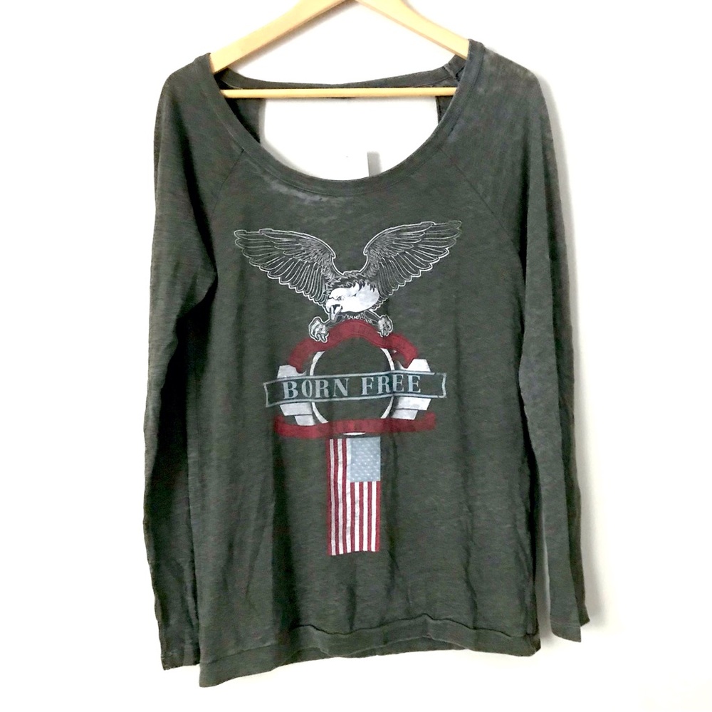 Chaser Long Sleeve Jersey Womens S Dark Gray Vintage Triblend Jersey USA Eagle